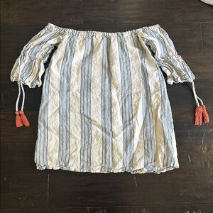 Tularosa Sara Chambray off the shoulder linen dress XS